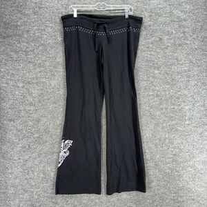 New Express Pants Women M Medium Black Flared Flat Front Mid Rise Drawstring